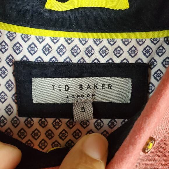 Ted Baker London Men Red Polo Shirt Size 5 / L Luxury Old Money Preppy Top - Picture 4 of 9